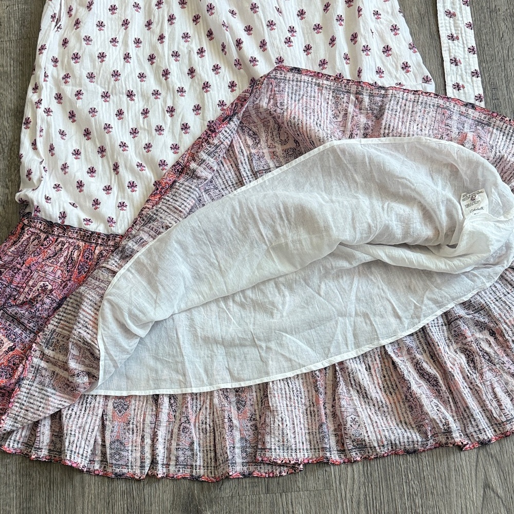 Cleobella Floral White and Pink Midi Dress. Nayeli ankle dress Mahal print - Picture 7 of 9